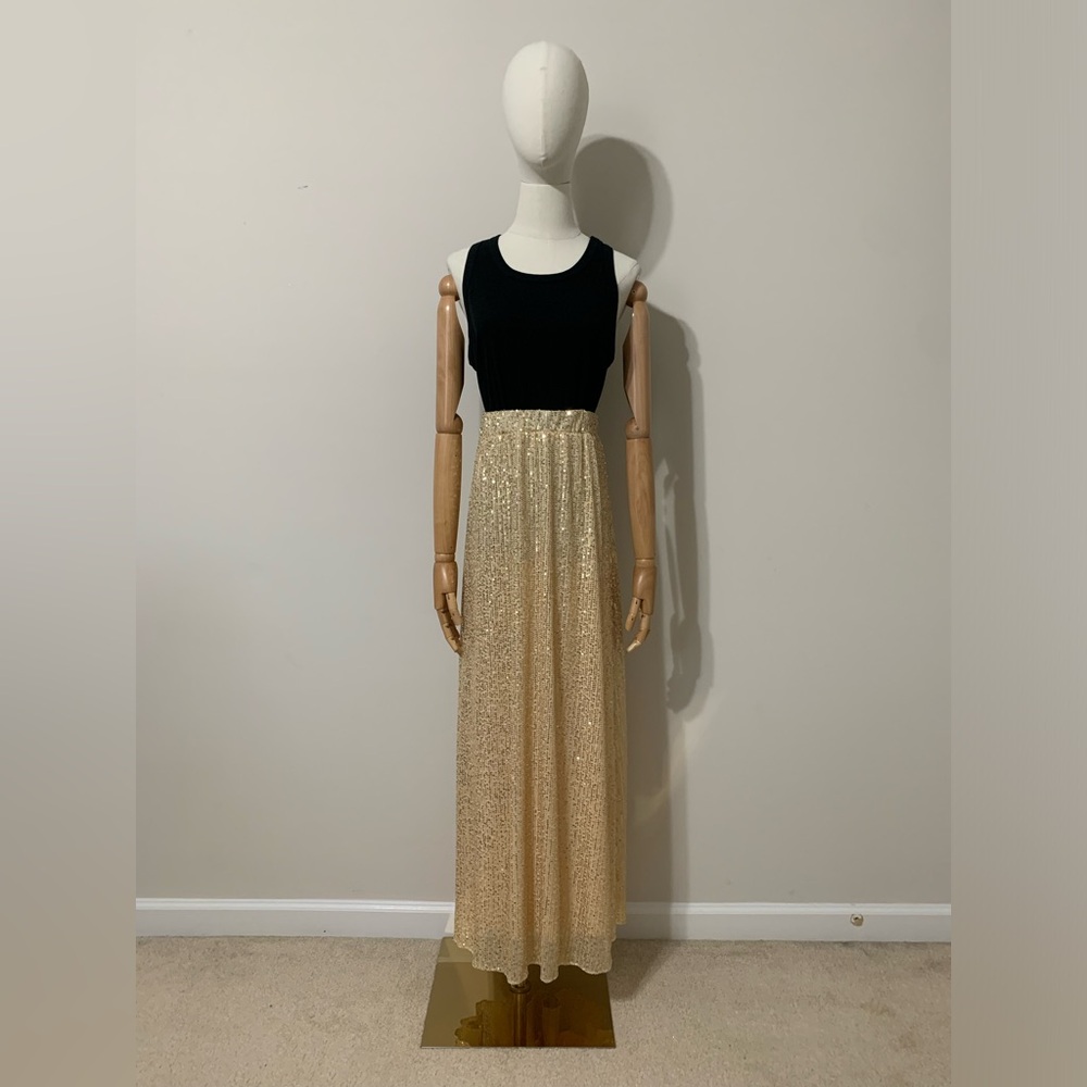 Long Gold Sequin Skirt